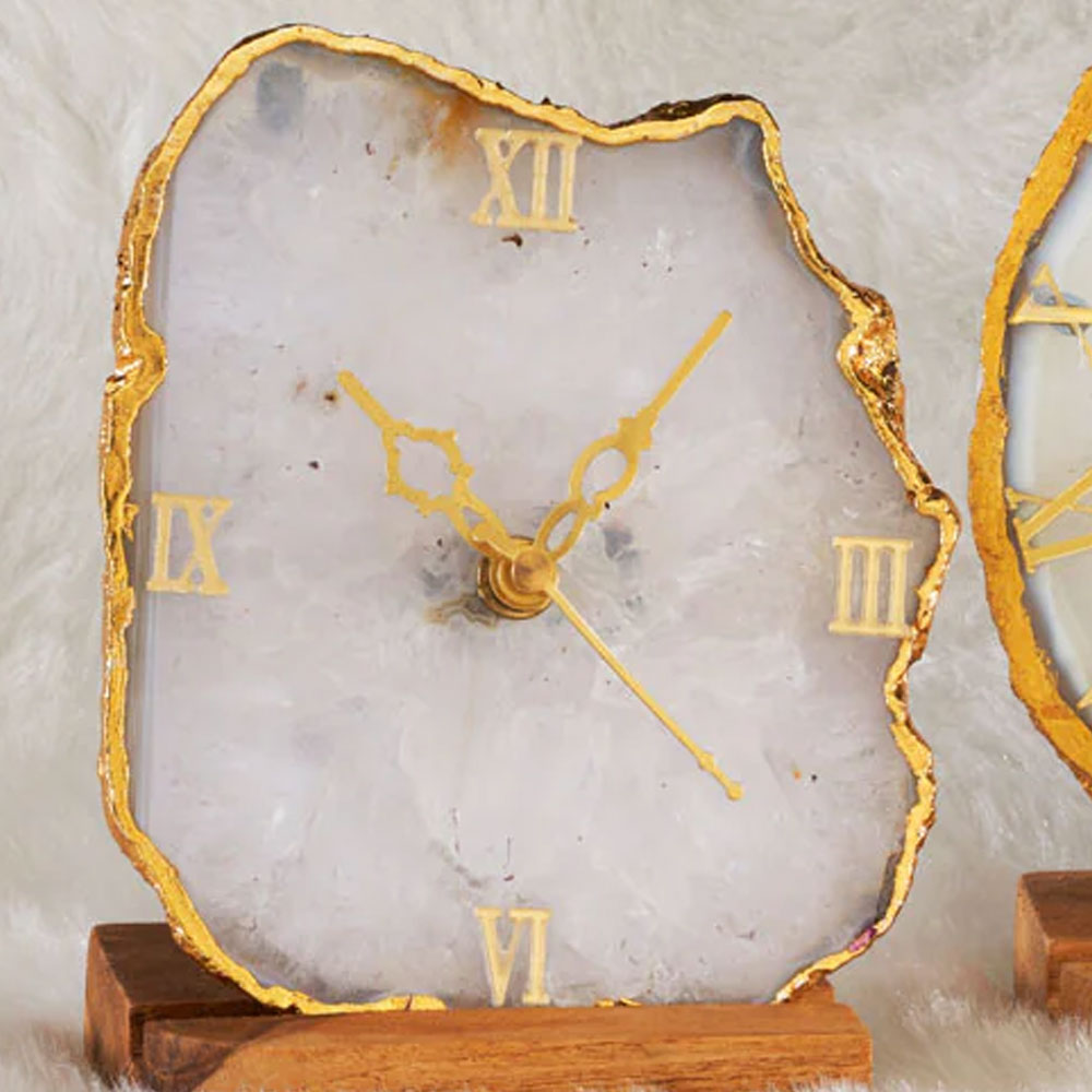 White Agate table clocks