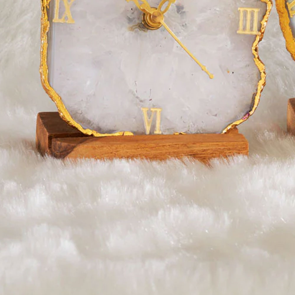 White Agate table clocks